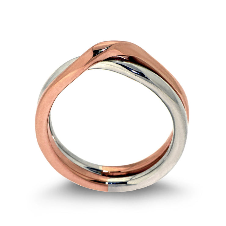 Love Knot Rose and White Gold Wedding Band Ring