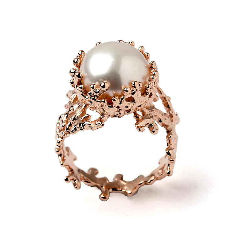 Coral Pearl Rose Gold Ring