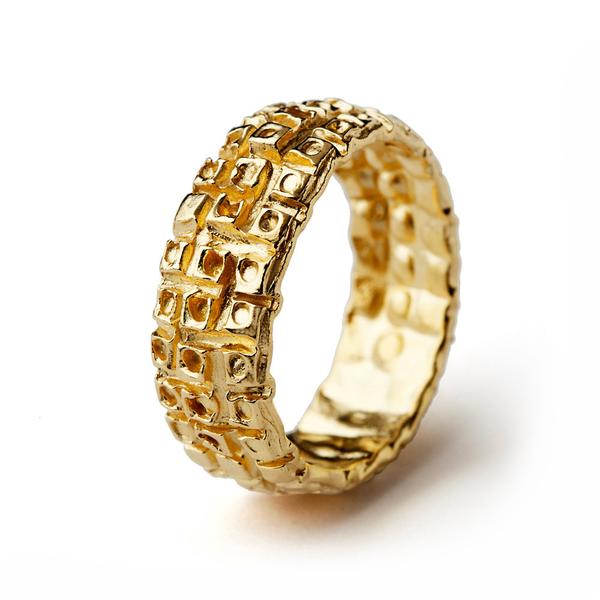 Honeycomb Gold Band Ring