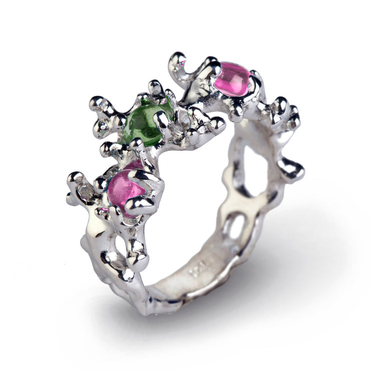 Between the Seaweeds Green and Pink Tourmaline Ring