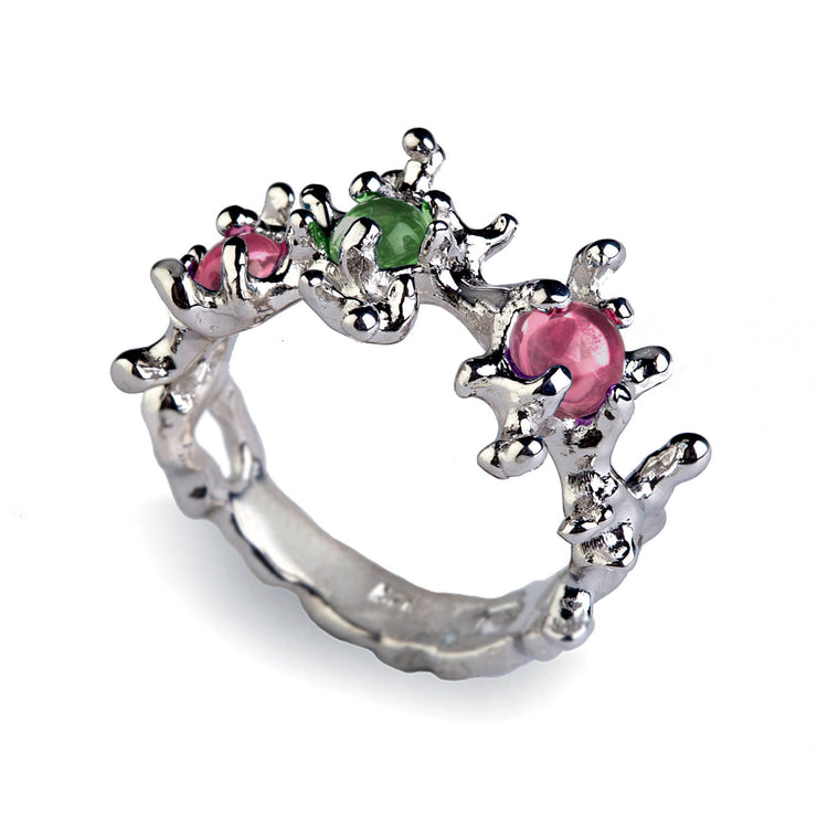 Between the Seaweeds Green and Pink Tourmaline Ring
