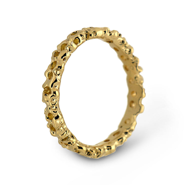 Coral Gold Thin Wedding Band Ring