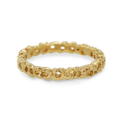 Coral Gold Thin Wedding Band Ring