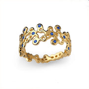Lace Blue Sapphire Gold Wedding Band
