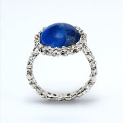 Coral Sterling Silver Lapis Lazuli Ring