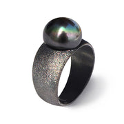 Pure Black Pearl Ring