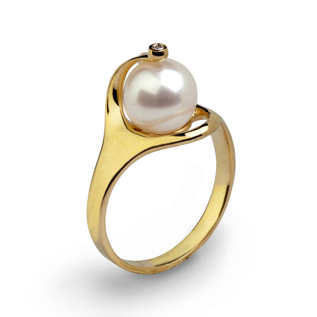 Ra Pearl Diamond Gold Ring – aroshataglia