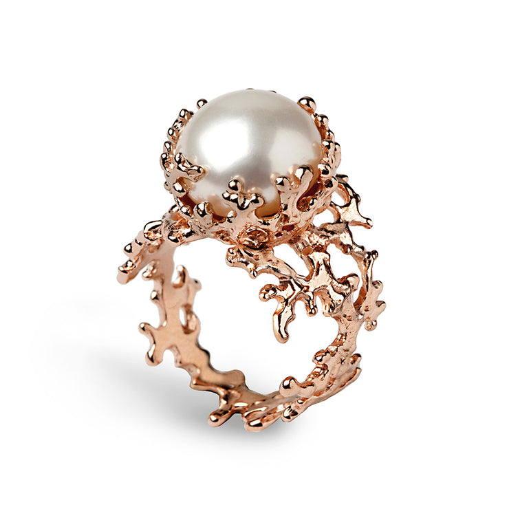 Coral Pearl Rose Gold Ring