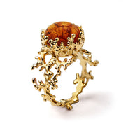 Coral Baltic Amber Ring