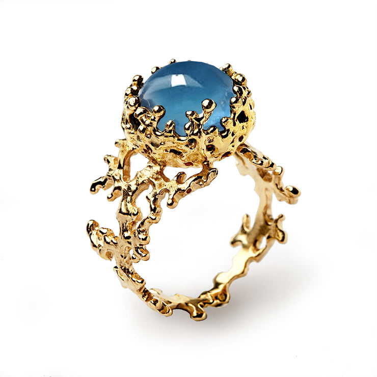 Coral London Blue Topaz Gold Ring