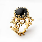 Coral Gold Onyx Ring