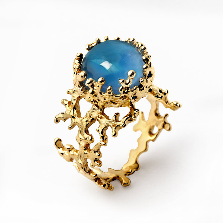 Coral London Blue Topaz Gold Ring
