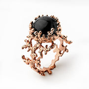 Coral Rose Gold Onyx Ring