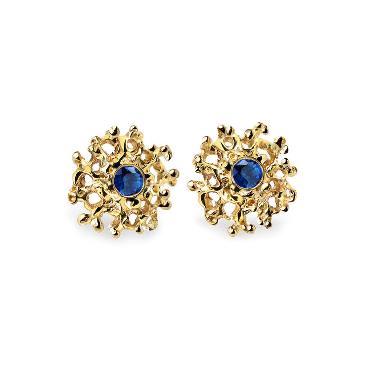 Coral Sapphire Gold Earrings