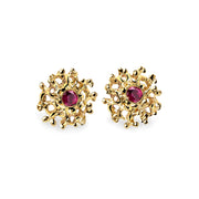 Coral Ruby Gold Earrings